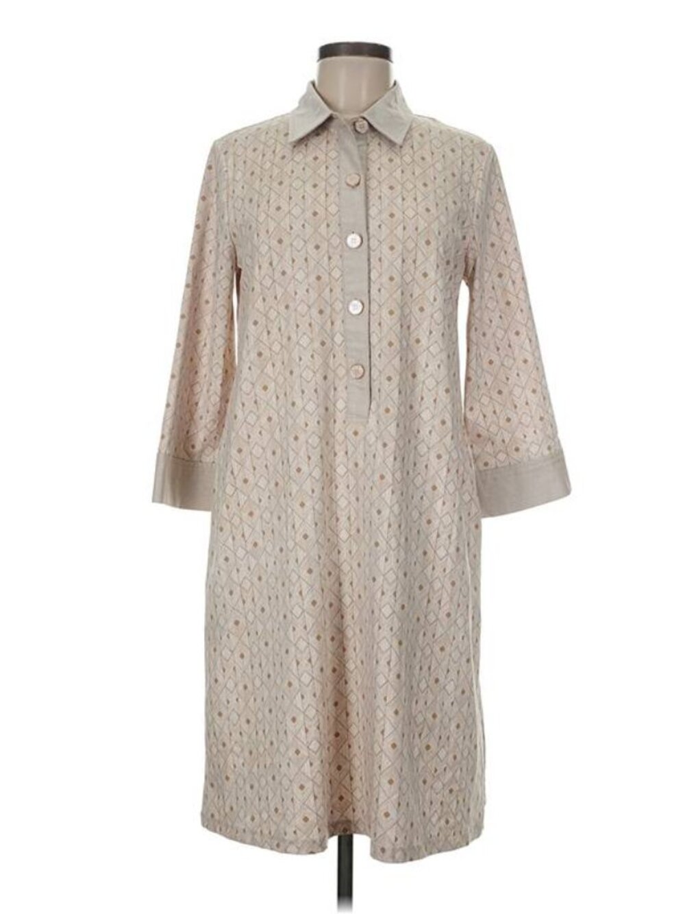 NEW J.MCLAUGHLIN Women’s Rollins Midi Dress Tan — 3/4 Sleeve Collared